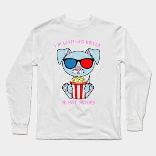 I am watching movies, cute dog Long Sleeve T-Shirt